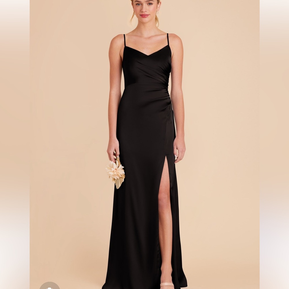 Birdy Grey Black Spaghetti-Strap Maxi Dress with Side Slit